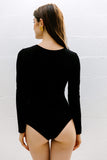 FLAIR BODYSUITS BODY CLAUDIE VELOURS NOIR DECOLLETE MADE IN FRANCE