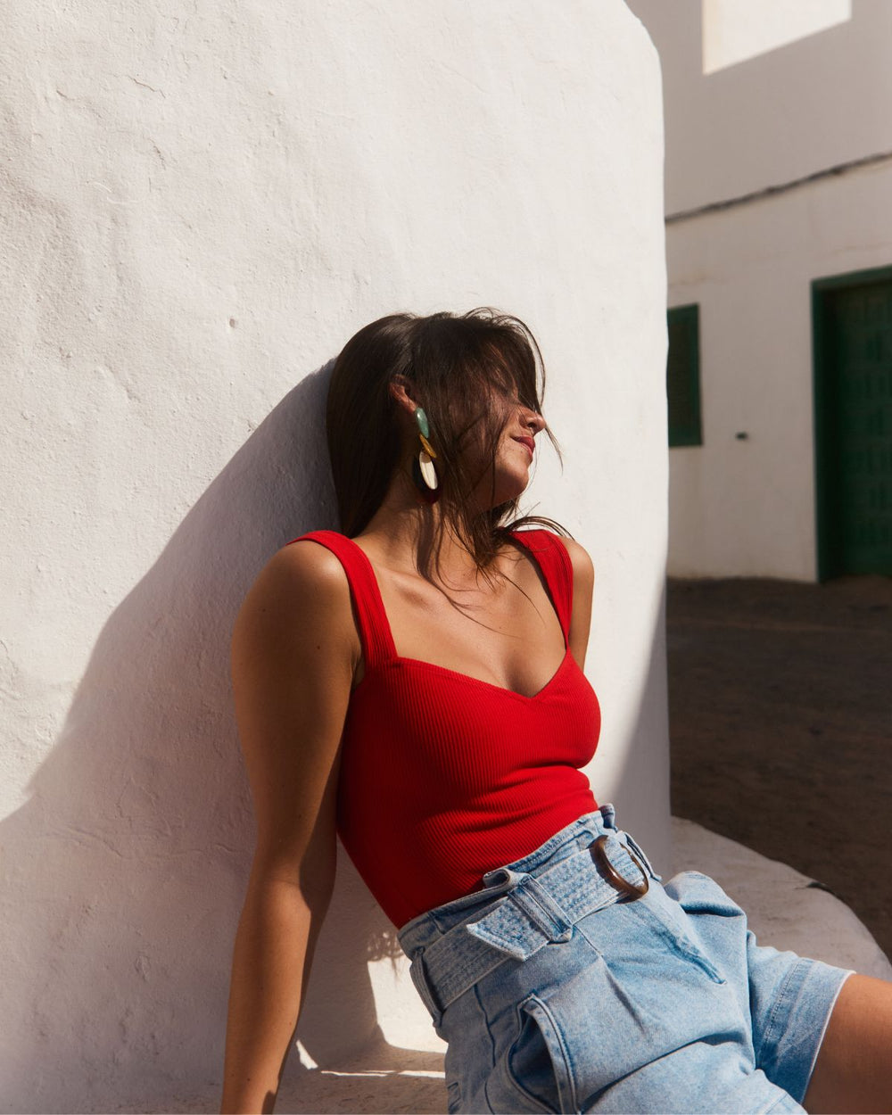 Body rouge femme ete dos carre 