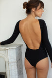 FLAIR BODYSUITS BODY ALIENOR NOIR DOS NU MADE IN FRANCE TROYES MANCHES LONGUES